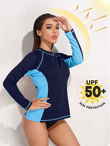 Women's Swim Shirts Long Sleeve Rash Guard UPF 50 Sun Protection Swimming Shirt