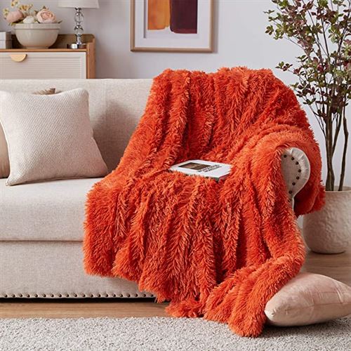 NexHome Soft Rust Faux Fur Blanket Throw Blanket  127×152 cm ,