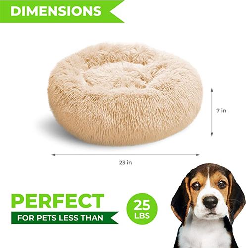 Whiskers & Friends Calming Cat Bed for Indoors, Round Fluffy Dog Bed, Washable - Helps with Anxiety and Orthopedic Comfort