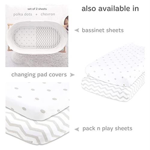 Cuddly Cubs Bassinet Sheets Set - 2 Pack - Snuggly Soft Jersey Cotton 100% Cradle Sheets