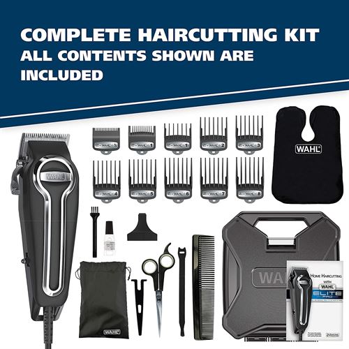 Wahl Clipper Elite Pro High-Performance Home Haircut & Grooming Kit for Men – Electric Hair Clipper – Model 79602 - 120 Volts