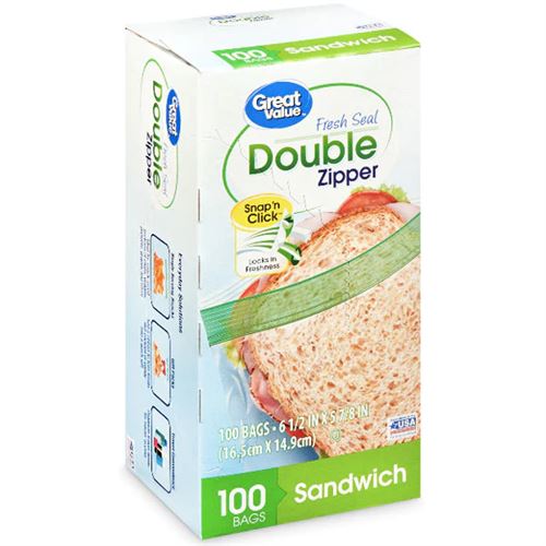 Great Value Double Zipper Portion Pack Snack Bags
