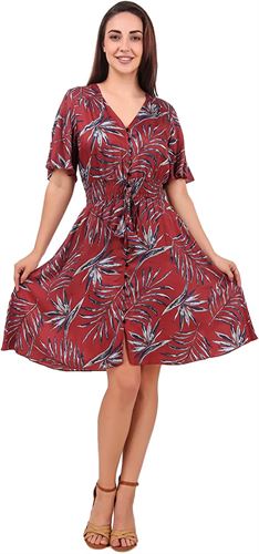 BoheeWohee Women Bohemian 100% Cotton/Rayon Button-Up Split Printed Flowy Party Summer Dress