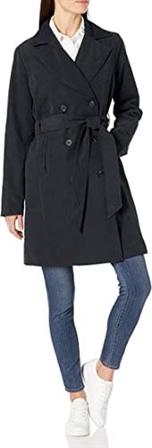 Amazon Essentials Women's Relaxed-Fit Water-Resistant Trench Coat Slate Black