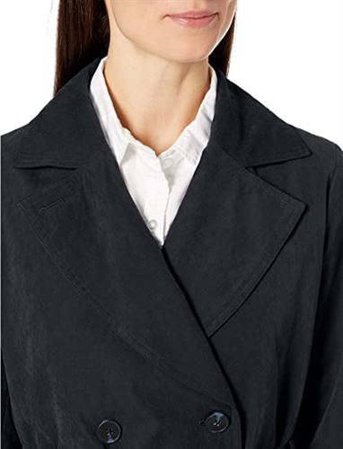 Amazon Essentials Women's Relaxed-Fit Water-Resistant Trench Coat Slate Black