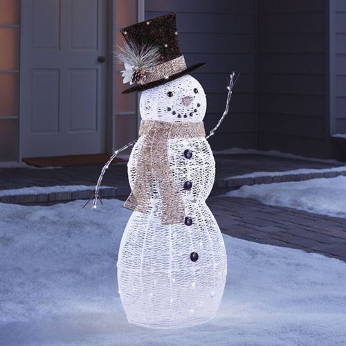 Philips 106.6 cm Glitter Snowman Christmas LED Novelty Sculpture Pure White Twinkle Lights - 120V