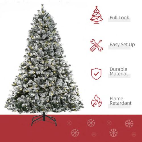 7.5 ft. Pre-Lit LED Flocked Douglas Fir Artificial Christmas Tree with 550 Warm White Lights Input - 120V