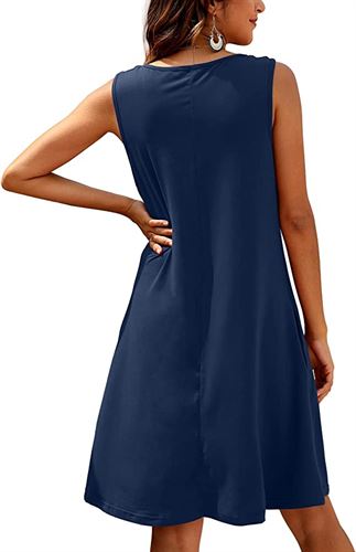 Casual summer sleeveless dress Women's with pockets in navy
