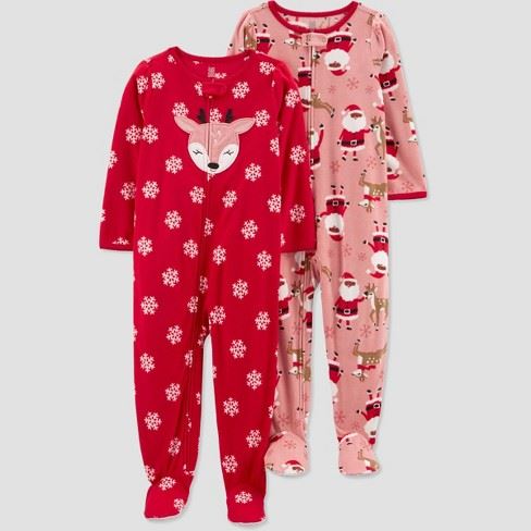 Carter's Just One You® Toddler Girls' Santa Fleece Footed Pajama - Pink