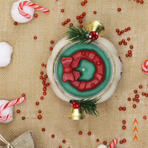 Monartist Christmas Candles, Christmas Wreath Ring (Jar with Bells)