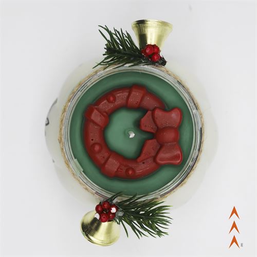 Monartist Christmas Candles, Christmas Wreath Ring (Jar with Bells)
