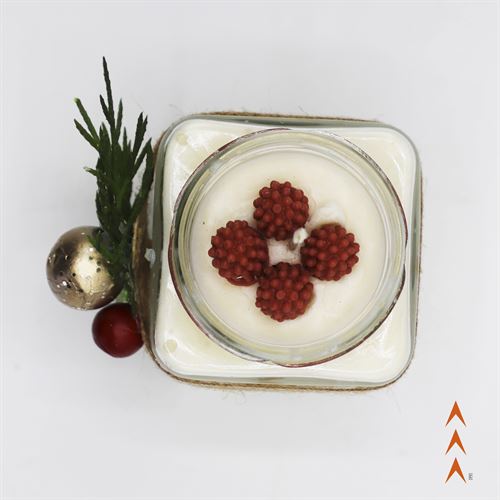 Monartist Christmas candles, red berries (Small Jar)