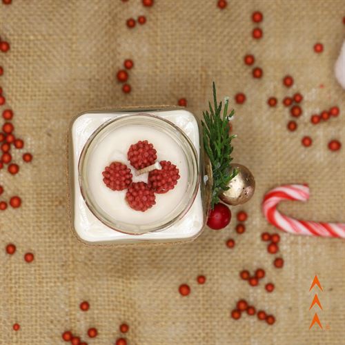 Monartist Christmas candles, red berries (Small Jar)