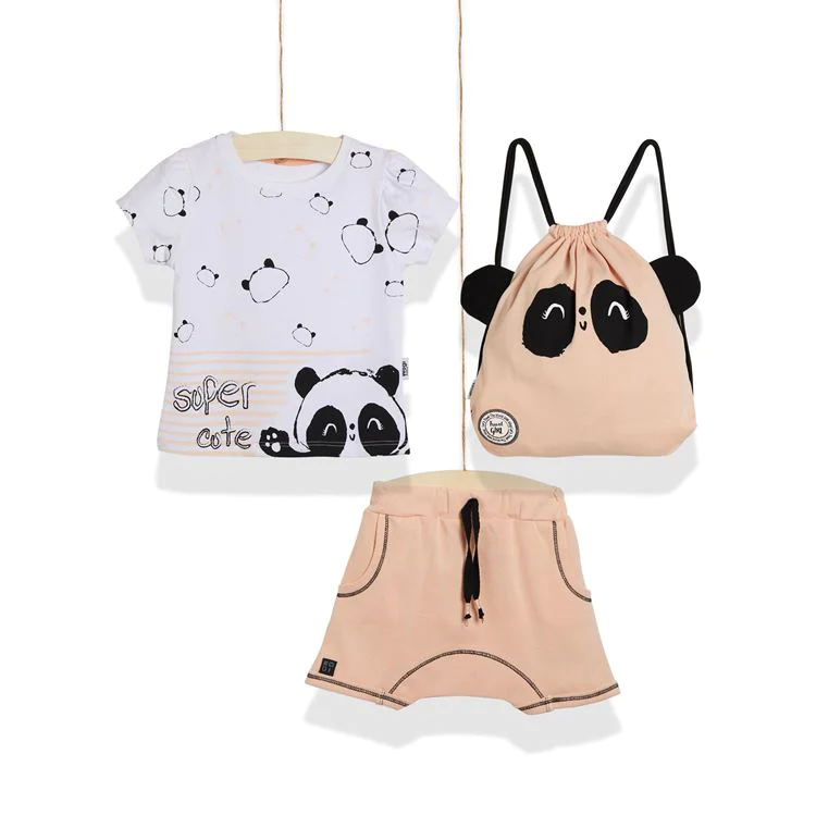 3-Piece T-shirt Set with Shorts and Bag