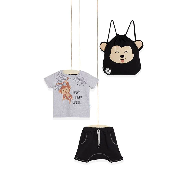 3-Piece T-shirt Set with Shorts and Bag