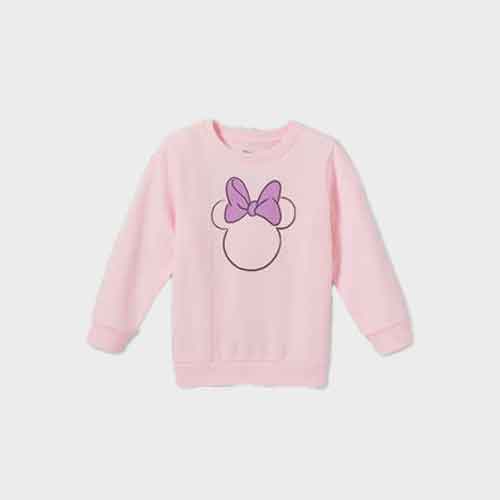 Toddler Girls' Minnie Mouse Fleece Crew Neck Pullover - Pink