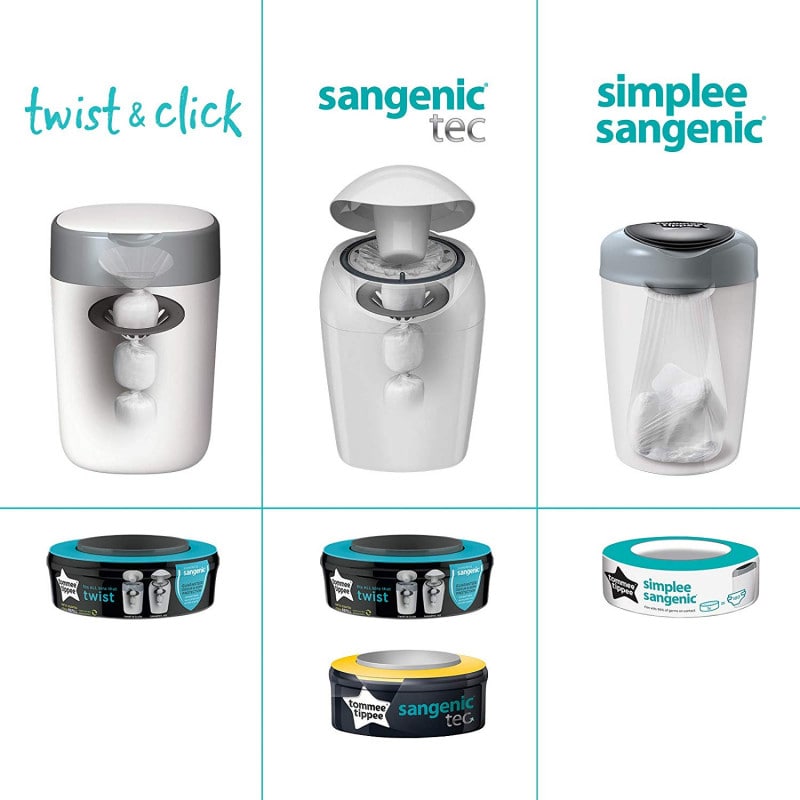 Tommee Tippee Twist and Click Advanced Nappy Disposal Sangenic Tec Refills, 1 Cassette