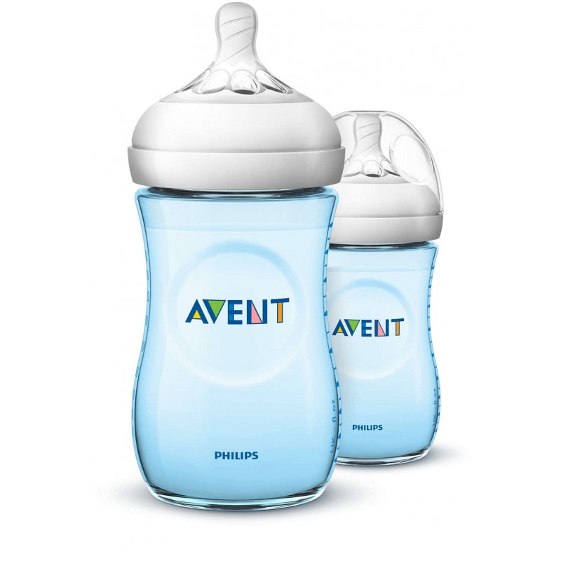 Philips Avent Natural Baby Bottle Slow Flow teat 260 ml, Blue Pack of 2