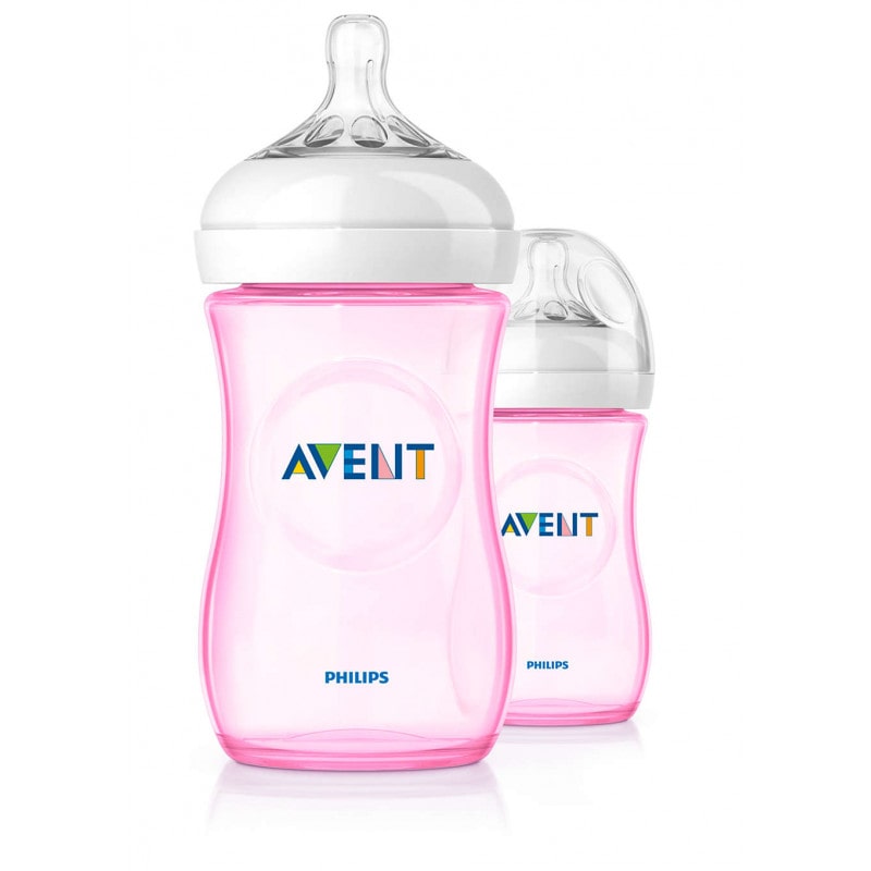 Philips Avent Natural Baby Bottle Slow Flow Teat 260 ml Pink, Pack of 2