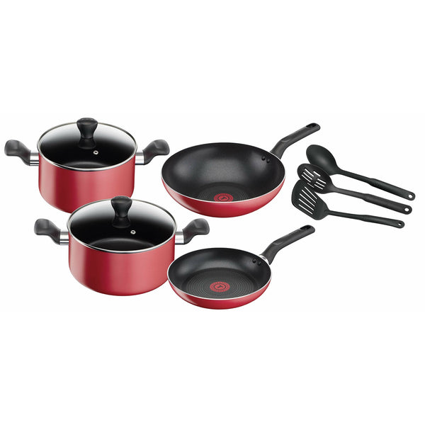 Cook 'N Clean Cooking Set, 9 Pieces from Tefal -Red