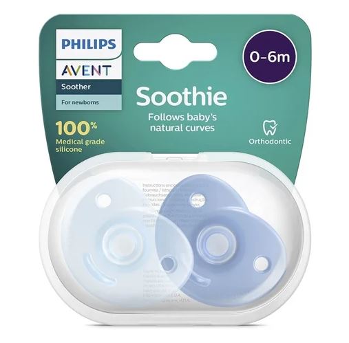 Avent Soothies Silicone Pacifier 0-6 Months Blue 2 units