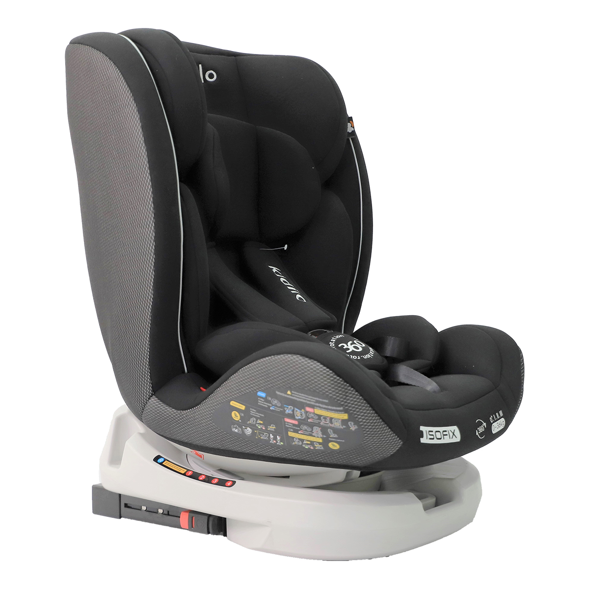 Kidilo 360 rotate Car Seat with Isofix - Black&Charcoal
