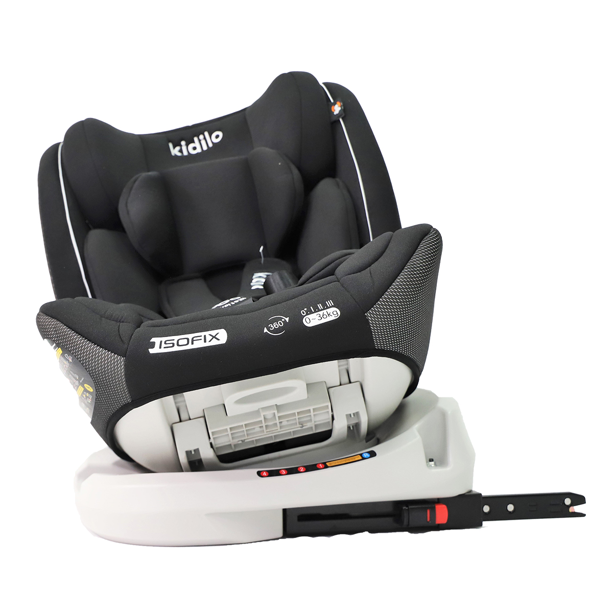 Kidilo 360 rotate Car Seat with Isofix - Black&Charcoal