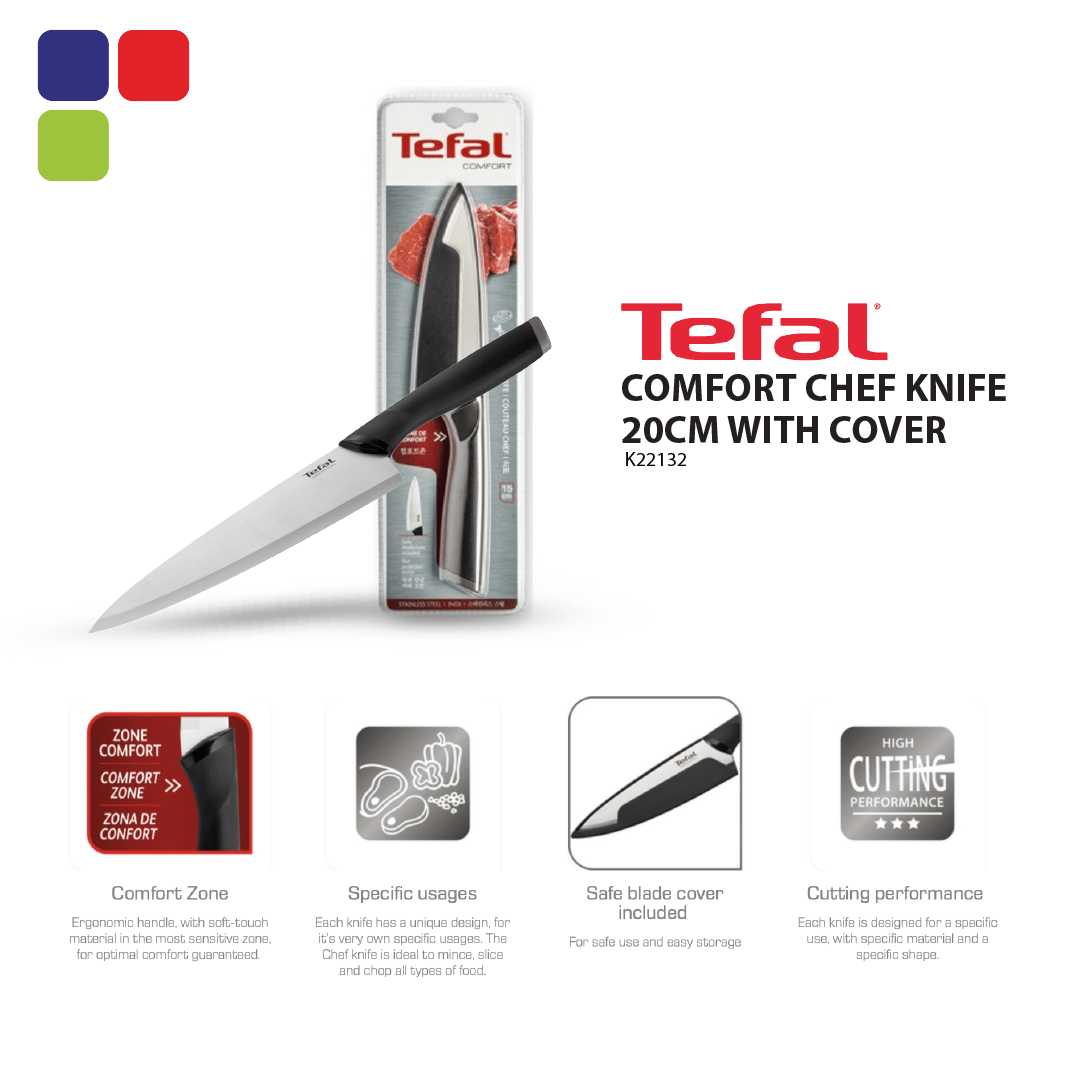TEFAL Knife Comfort Touch Chef 20Cm + Cover