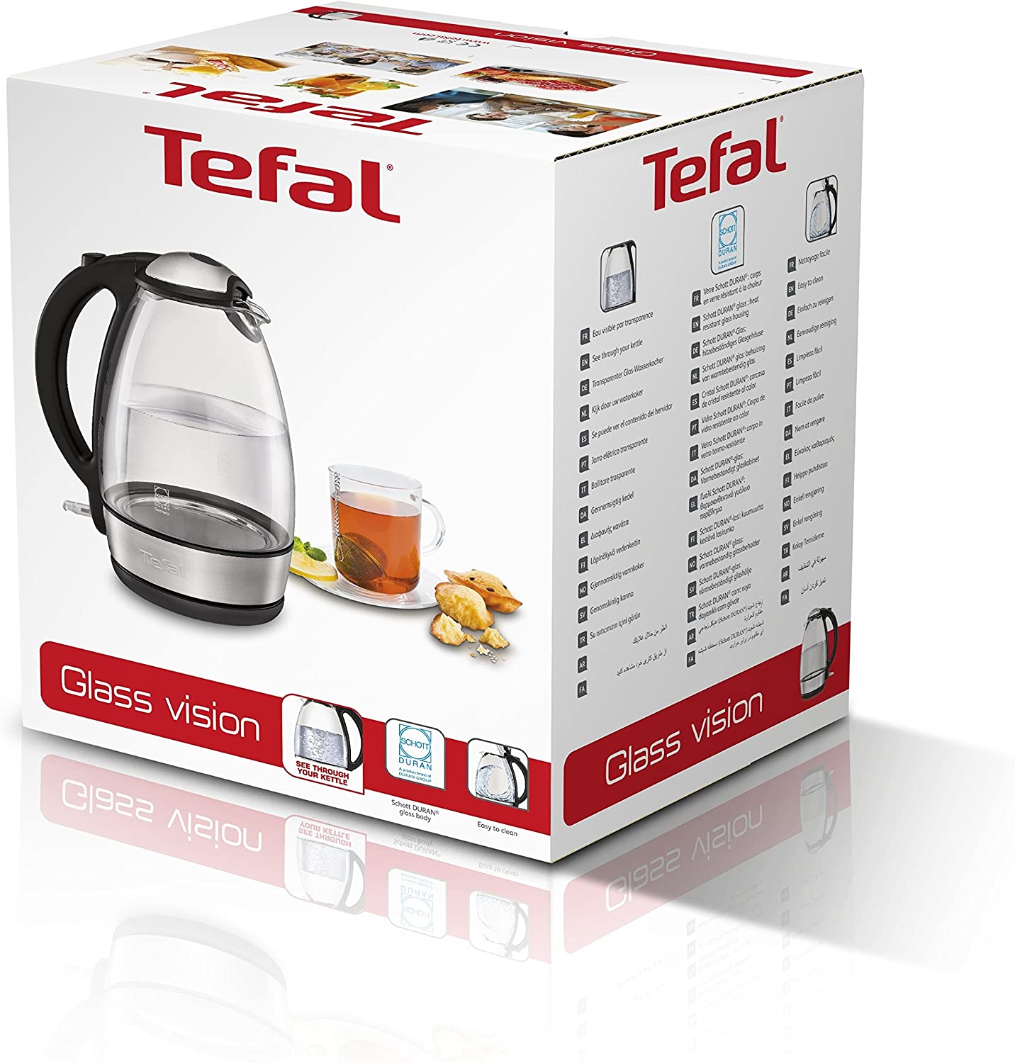 Tefal Stainless Steel & Glass Kettle, 1.7 Liter