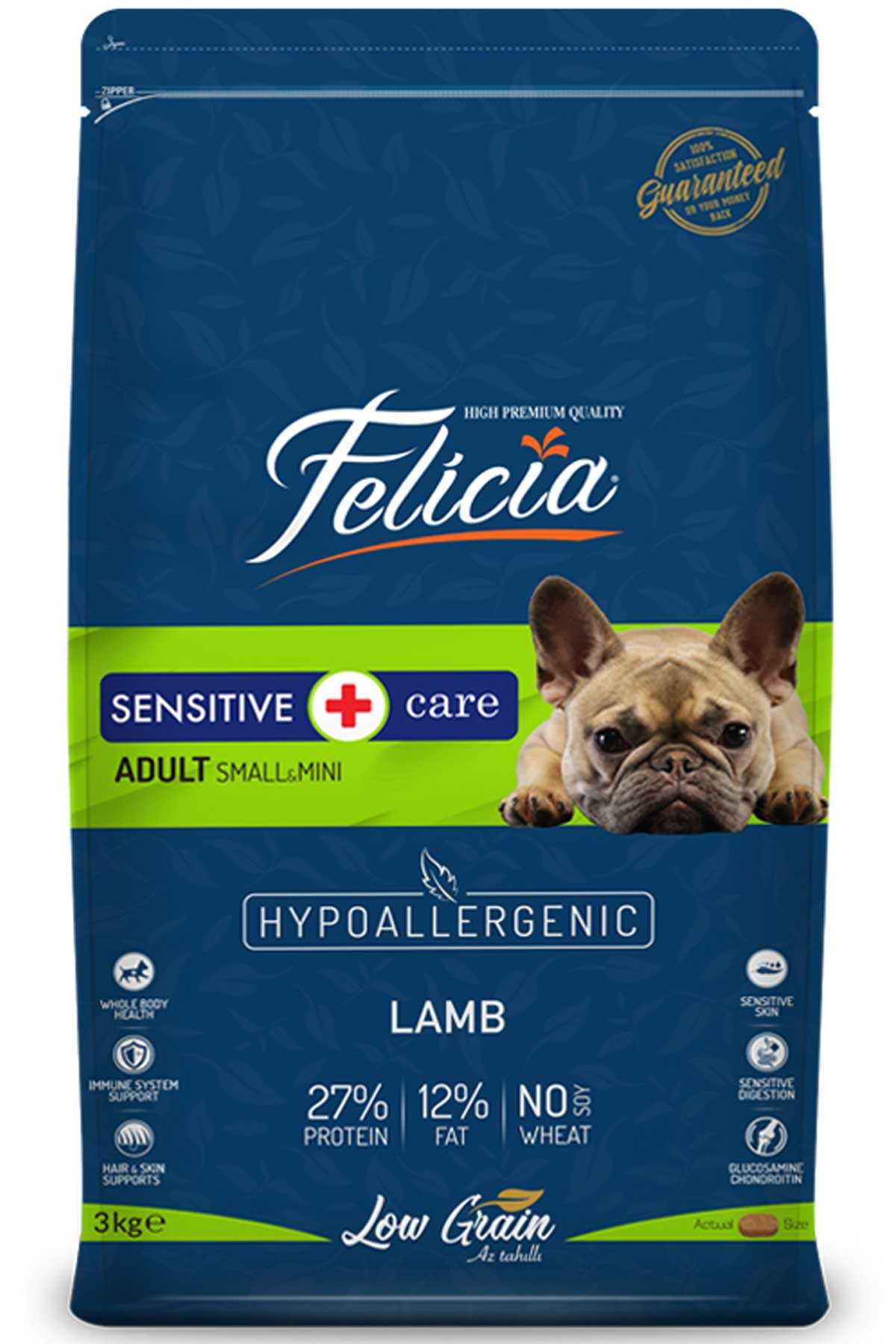 Felicia Low Grain Hypoallergenic Lamb Small Breed Adult Dog Food 3kg