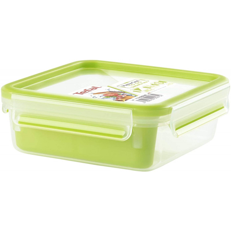 Tefal Food Container, Square Shape, Green Color, 0.85 Liter