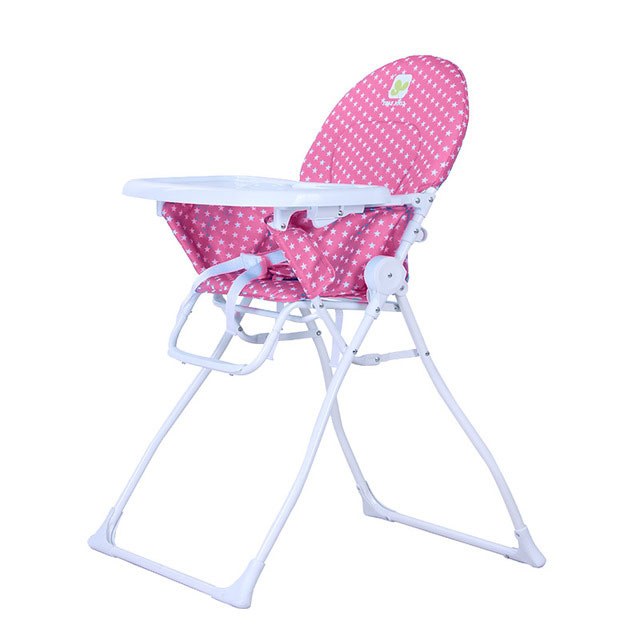 Dotted Folding High Chair for Kids - Pink
