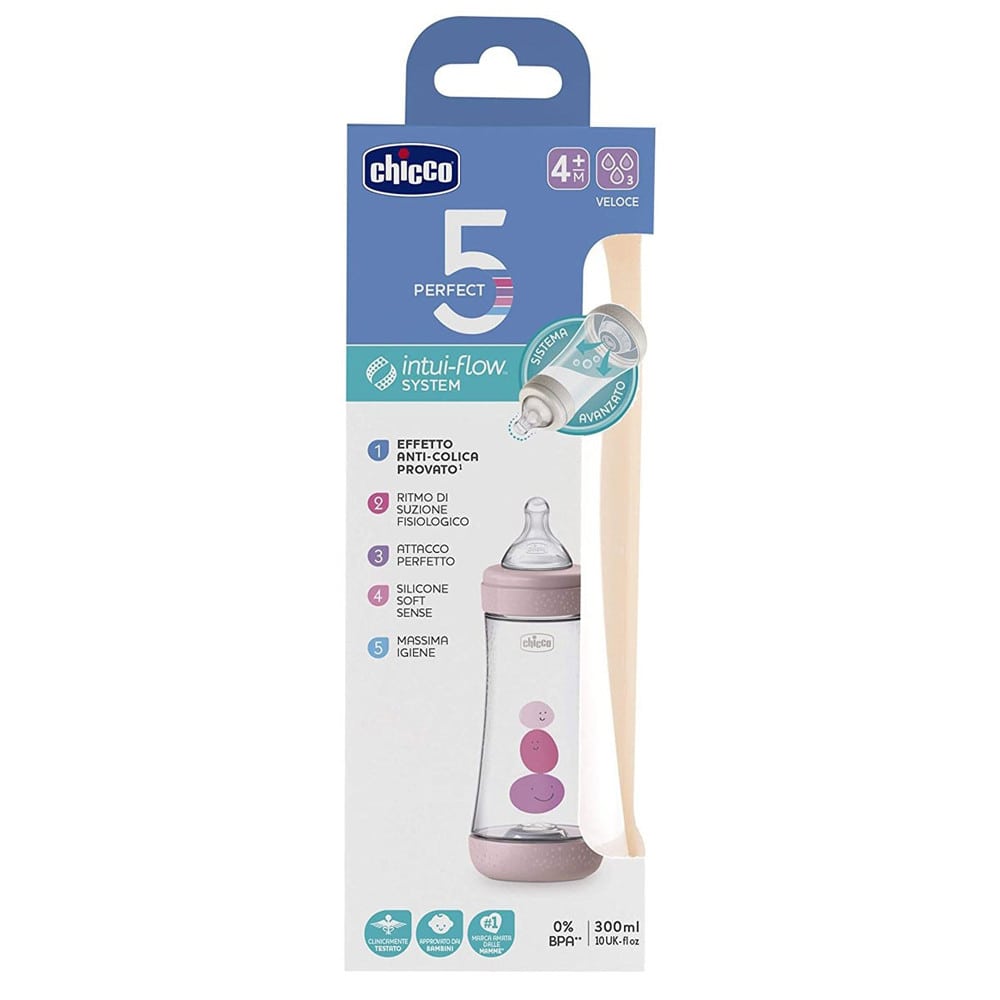 Chicco Perfect5 Bottle Fast Flow 4m + 330ml Pink