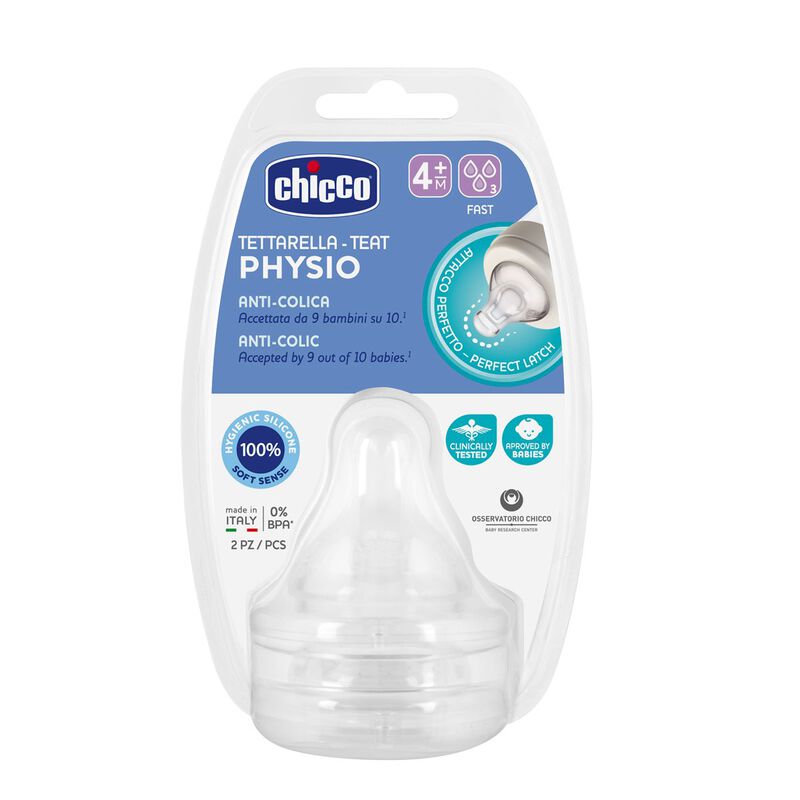 Chicco Silicone Nipple P5 Fast Flow 4+ Month, 2 Pieces