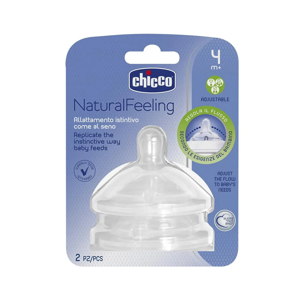 Chicco - NATURAL FEELING Teat 4m+ Adjustable Flow 2 pcs