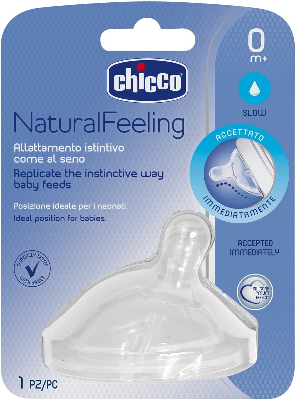 Chicco - NATURAL FEELING teat 0m+ Regular Flow 1 pc