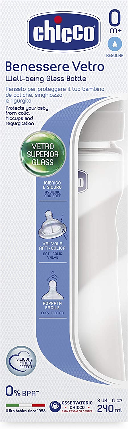Chicco Bottle Wb Glass No Deco 240 NormlSil New
