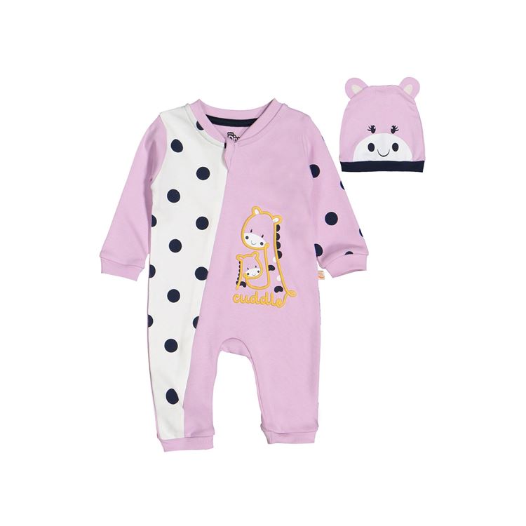Baby jumpsuit embroidered with a giraffe
