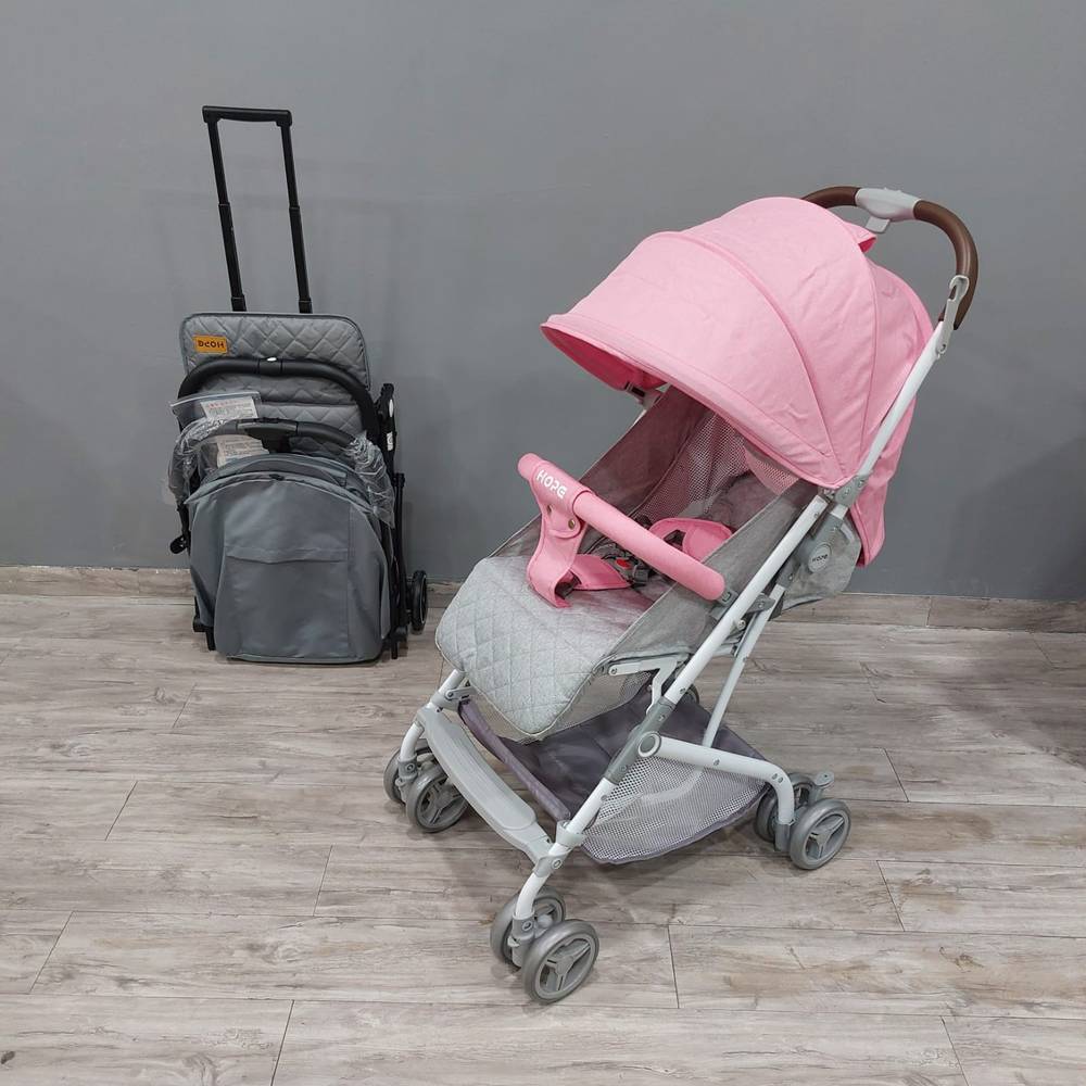 Baby Foldable Stroller Suitable For Travel - Grey & Pink