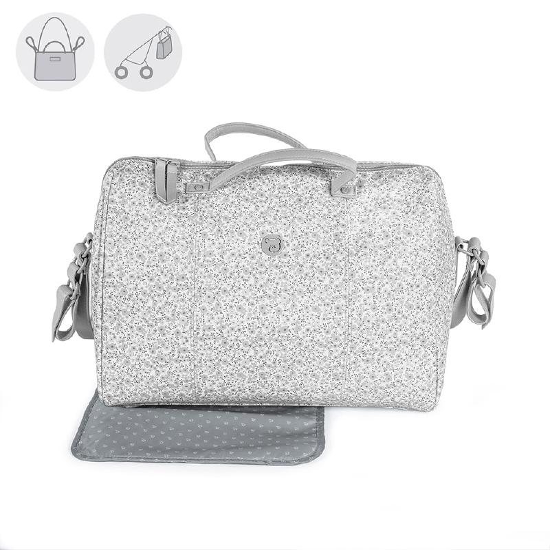Pasito a Pasito Pink Eco-leather Changing Table Bag - Linea Flower Mellow 38 x 19 x 28 cm.