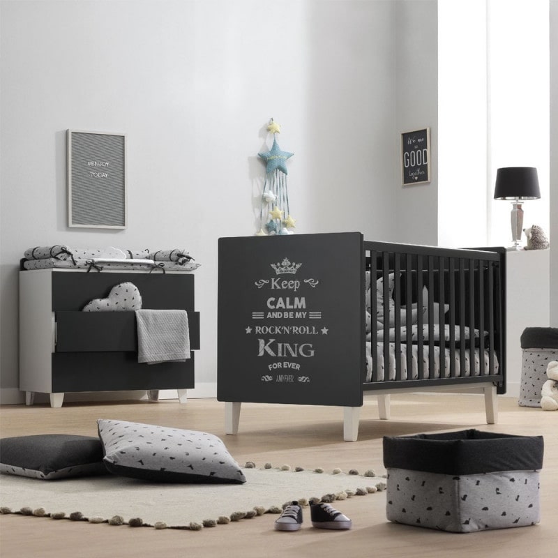 Italbaby Baby Bed Rockstar Queen Design - Gray