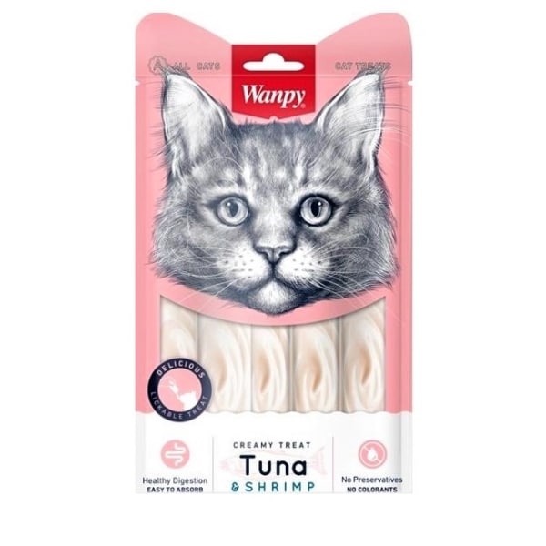Wanpy Creamy Lickable Treats Tuna and Shrimp for Cat - 5 pieces