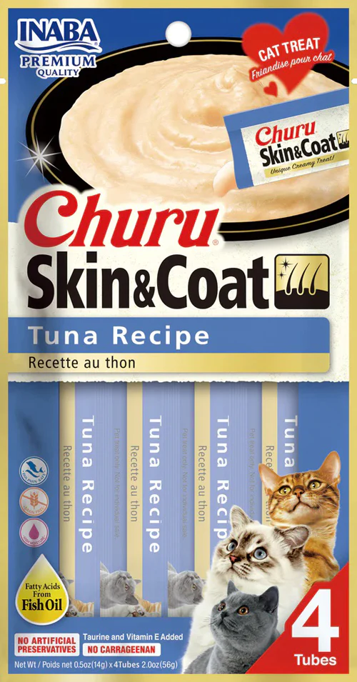 Inaba Cat Churu Purees Skin&Coat Tuna 2Oz/4Ct