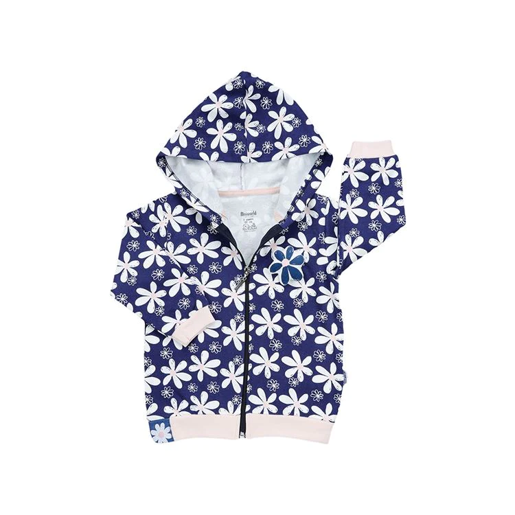 Girl's hoodie with floral print - Indigo