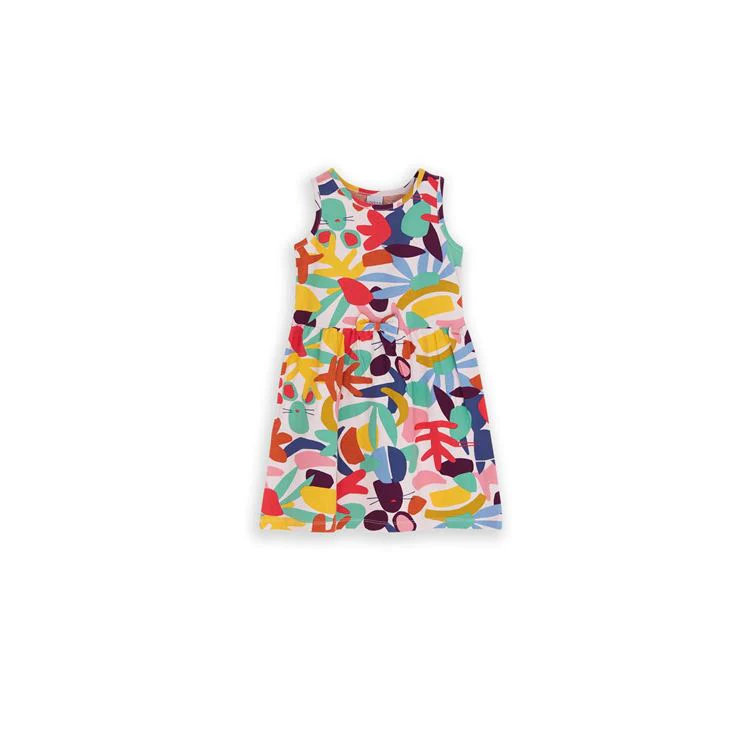 Girls' sleeveless dress with leaf-patterned cutouts