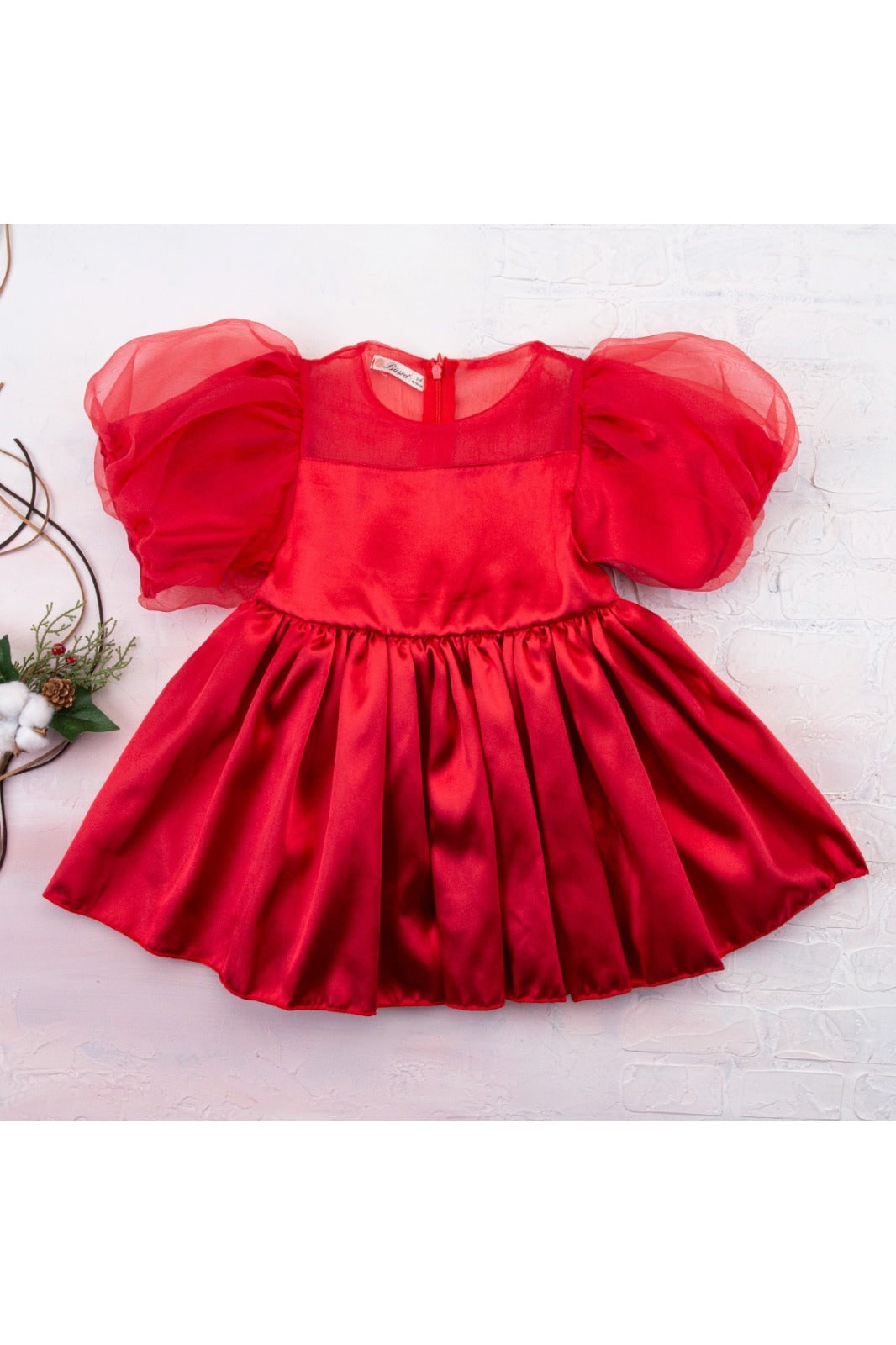dress organza bow for little girls Red 6 years