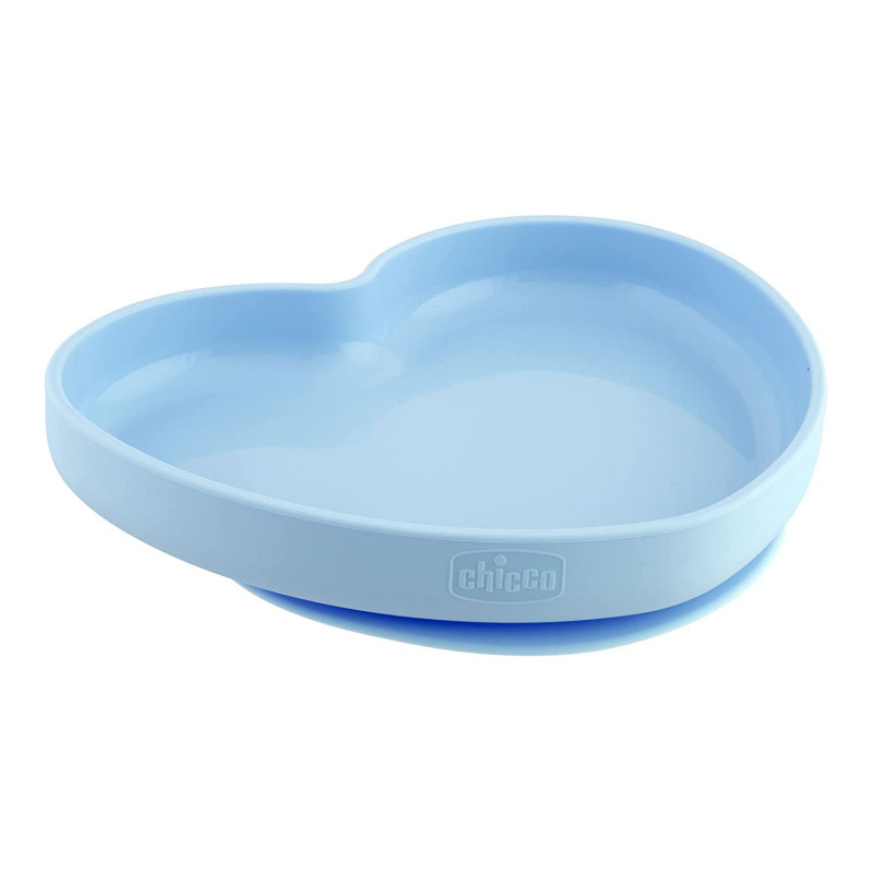 Chicco Easy Plate Silicone Heart Shaped Dish, blue Color, +9 Months
