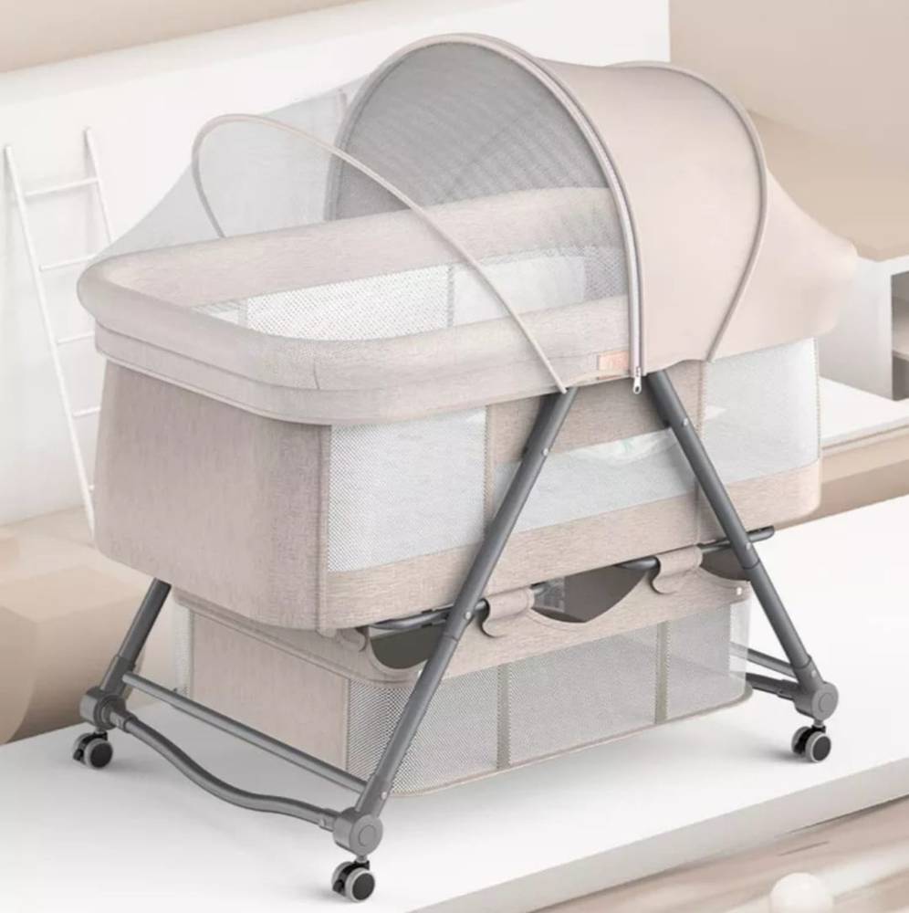 StarAndDaisy D01 Manual Baby cot Crib Newborn Baby Bassinet with Cradle, Wheel, Mosquito net