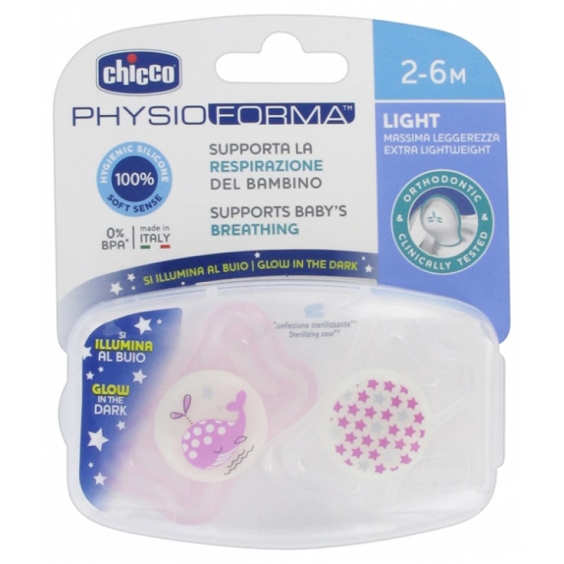 SOOTHER PHYSIO LIGHT LUMI 2-6M SIL 2 PC