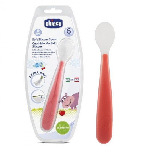 Chicco Soft Silicone Spoon - Red